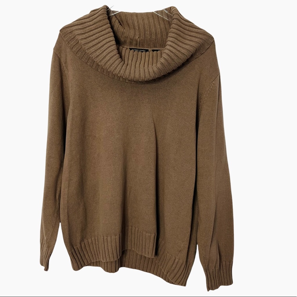 Jeanne Pierre Camel Cowl Neck Sweater